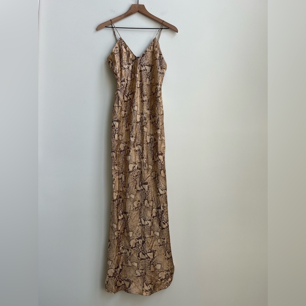 Banana Republic Dreamer 100% Silk Maxi Dress Snake Print Slip Tank Small Luxury - Picture 5 of 16